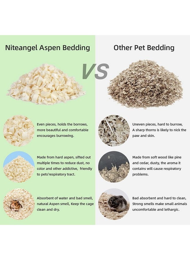 Niteangel Aspen Shaving Hamster Beddings for Syrian Dwarf Hamster Gerbil Mice Degu Rat Rabbit Bunny Guinea Pig Chinchilla Hedgehog or Other Small Pets (30L - 8mm)