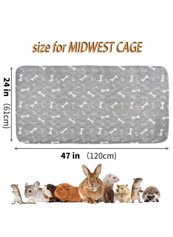 Oncpcare 2 Pack 47x24 Washable Guinea Pig Fleece Cage Liners Waterproof Guinea Pig Bedding for Cage Guinea Pig Cage Accessories Absorbent Pet Pee Pads for Rabbit Bunny Hamster Small Animals