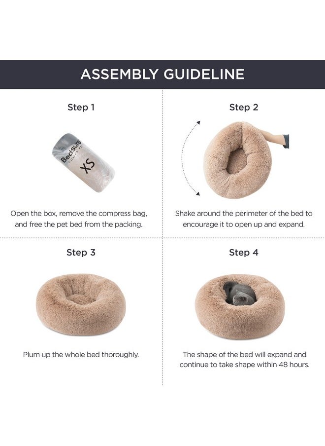 Bedsure Calming Cat Beds for Indoor Cats - Small Cat Bed Washable 20 inches, Anti-Slip Round Fluffy Plush Faux Fur Pet Bed, Fits up to 15 lbs Pets, Camel