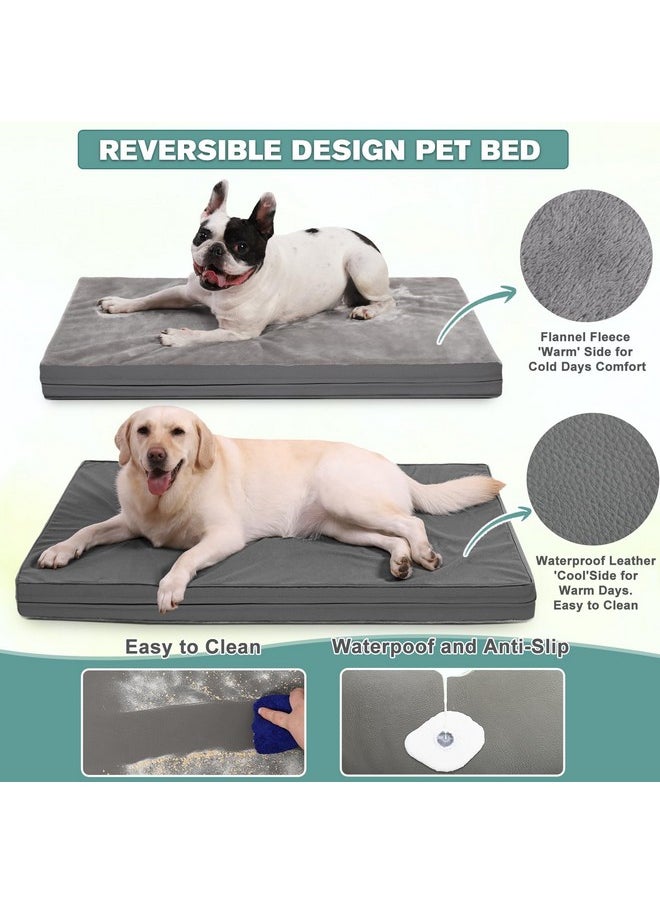 Waterproof Small Dog Bed Crate Pad 24 inch, Washable Puppy Bed Orthopedic with Removable Cover Reversible, Foam Dogs Bed, Cat Bed Kennel Pad 23