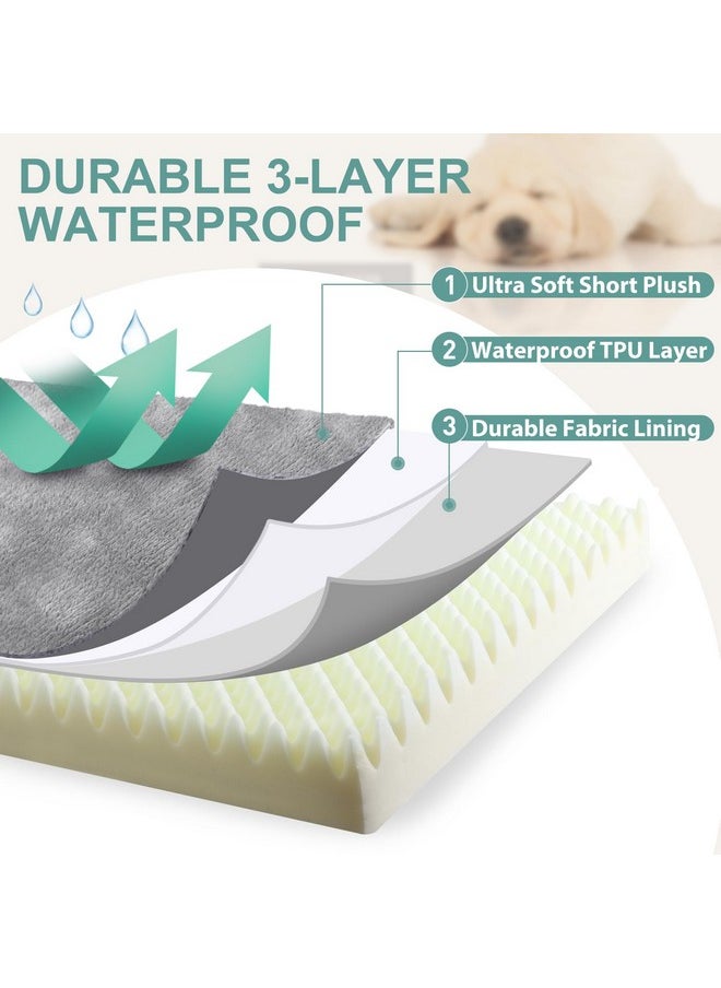 Waterproof Small Dog Bed Crate Pad 24 inch, Washable Puppy Bed Orthopedic with Removable Cover Reversible, Foam Dogs Bed, Cat Bed Kennel Pad 23