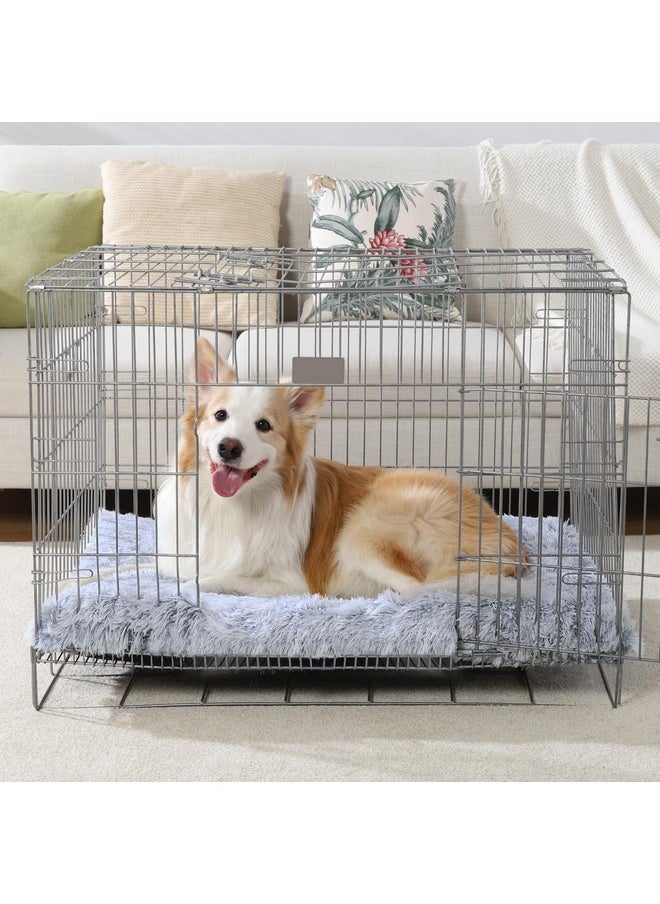 Vonabem Large Dog Bed Crate Pad 36 inch, Washable Pet Crate Beds Large Medium Small Sized Dogs, Deluxe Plush Anti-Slip Dog Mats for Sleeping, Soft Kennel Pad 35 * 23 inch Grey