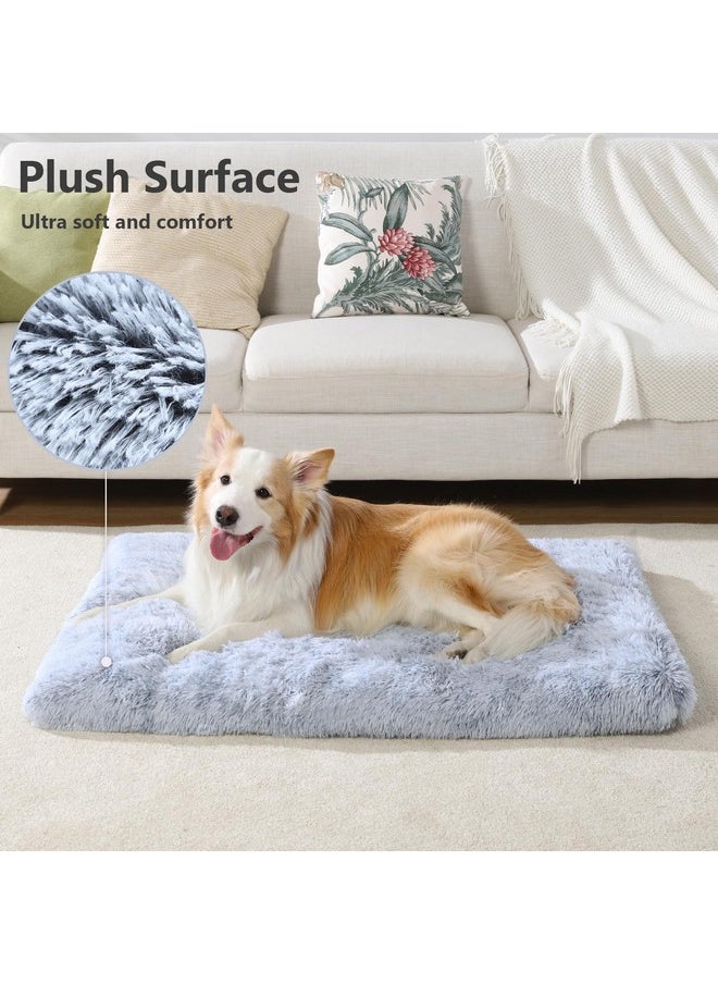 Vonabem Large Dog Bed Crate Pad 36 inch, Washable Pet Crate Beds Large Medium Small Sized Dogs, Deluxe Plush Anti-Slip Dog Mats for Sleeping, Soft Kennel Pad 35 * 23 inch Grey