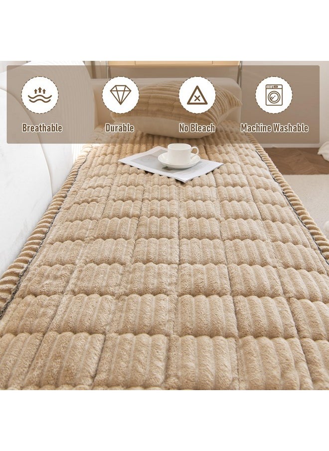 LiveGo Fuzzy Couch Covers for Pets, Couch Protector for Dogs Garden Chic Cotton Protective Couch Cover, Pet Mat Bed Couch Cover (Milky Coffee, 70x150 cm/27.6x59.06 in)