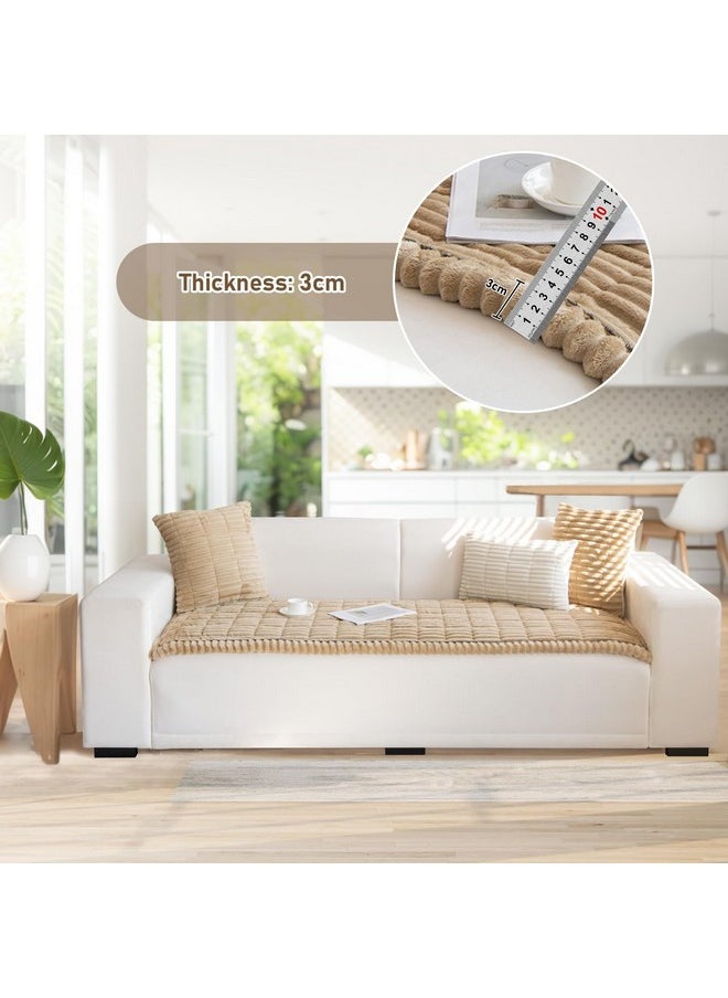 LiveGo Fuzzy Couch Covers for Pets, Couch Protector for Dogs Garden Chic Cotton Protective Couch Cover, Pet Mat Bed Couch Cover (Milky Coffee, 70x150 cm/27.6x59.06 in)