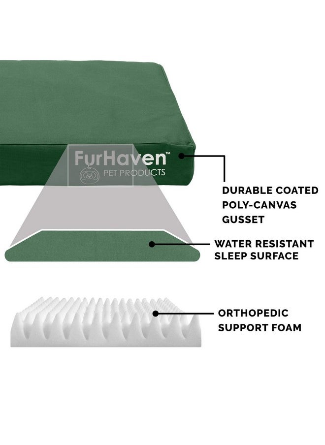 Furhaven Indoor/Outdoor Logo Oxford Polycanvas Mattress - Water-Resistant Orthopedic Dog Bed w/ Removable Cover, 125 lb max - Forest, Medium
