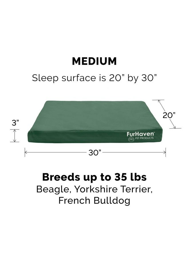 Furhaven Indoor/Outdoor Logo Oxford Polycanvas Mattress - Water-Resistant Orthopedic Dog Bed w/ Removable Cover, 125 lb max - Forest, Medium