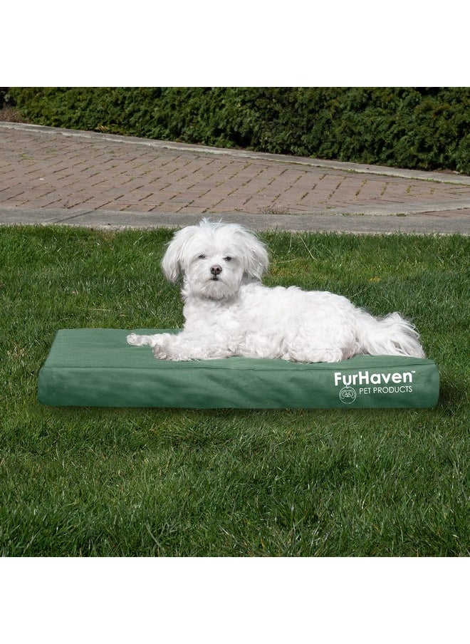 Furhaven Indoor/Outdoor Logo Oxford Polycanvas Mattress - Water-Resistant Orthopedic Dog Bed w/ Removable Cover, 125 lb max - Forest, Medium