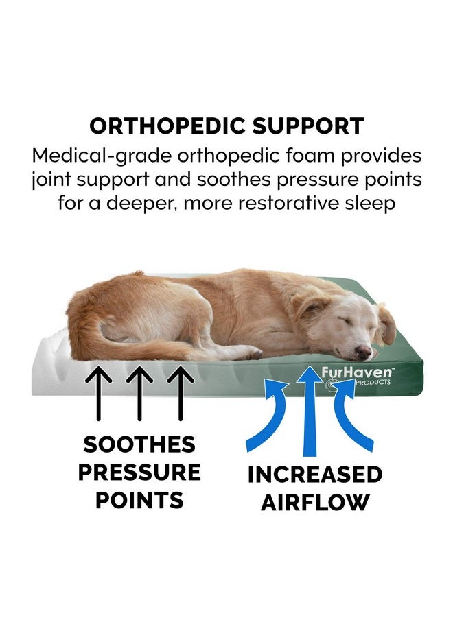Furhaven Indoor/Outdoor Logo Oxford Polycanvas Mattress - Water-Resistant Orthopedic Dog Bed w/ Removable Cover, 125 lb max - Forest, Medium