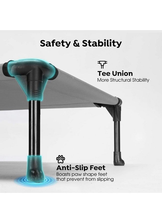 Veehoo Cooling Elevated Dog Bed, Portable Raised Pet Cot with Washable & Breathable Mesh, No-Slip Feet Durable Dog Cots Bed for Indoor & Outdoor Use, X Large, CWC1803-XL Silver Gray