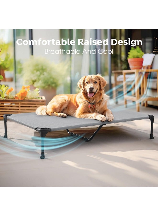 Veehoo Cooling Elevated Dog Bed, Portable Raised Pet Cot with Washable & Breathable Mesh, No-Slip Feet Durable Dog Cots Bed for Indoor & Outdoor Use, X Large, CWC1803-XL Silver Gray