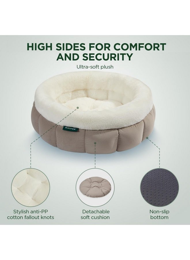 BALANCE Round Cat Beds for Indoor Cats - Donut Dog Beds for Small Dogs, Washable Pet Bed for Puppy and Kitten with Anti-Slip Bottom