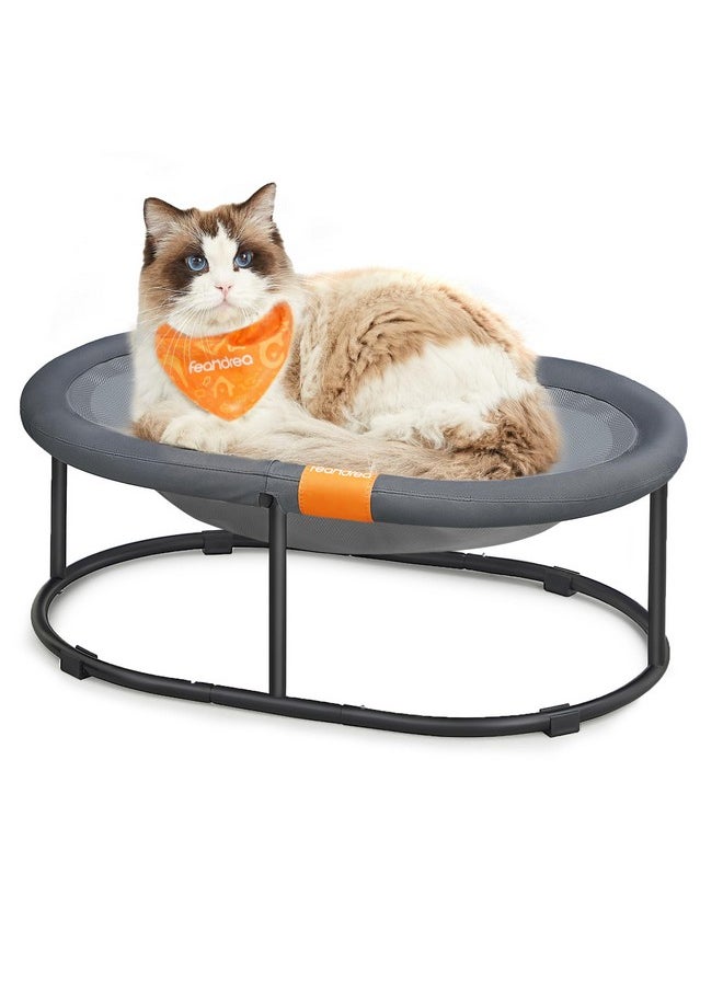 Feandrea Pet Bed, Cat Hammock, Elevated Cat Bed for Multiple Cats, with Removable Washable Mesh, for Pets up to 28 lb, Oval, Gray UPCB002G01