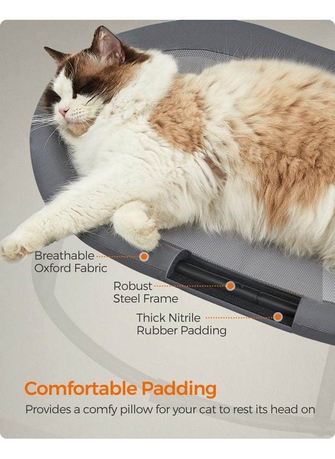 Feandrea Pet Bed, Cat Hammock, Elevated Cat Bed for Multiple Cats, with Removable Washable Mesh, for Pets up to 28 lb, Oval, Gray UPCB002G01