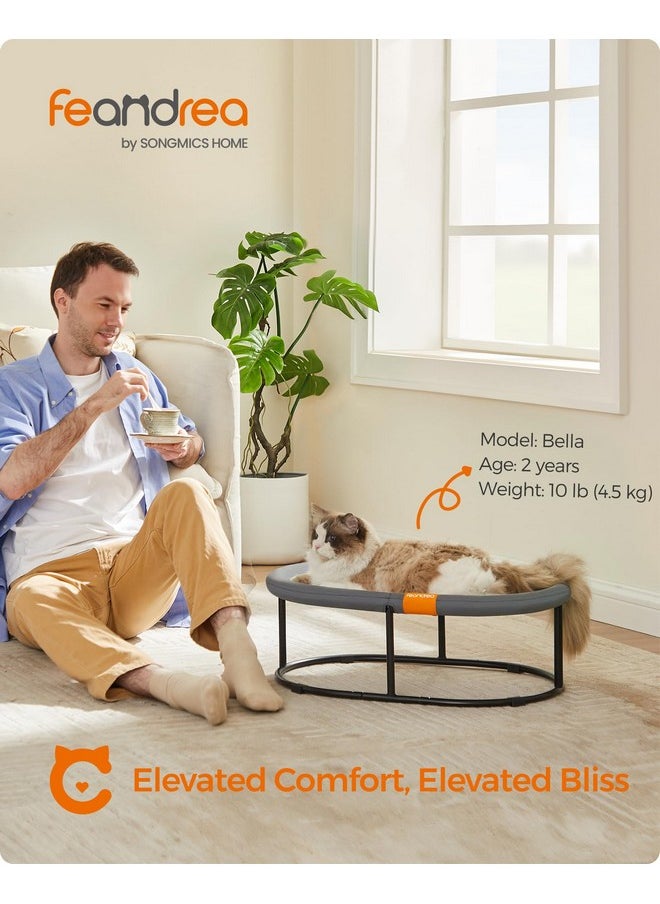 Feandrea Pet Bed, Cat Hammock, Elevated Cat Bed for Multiple Cats, with Removable Washable Mesh, for Pets up to 28 lb, Oval, Gray UPCB002G01
