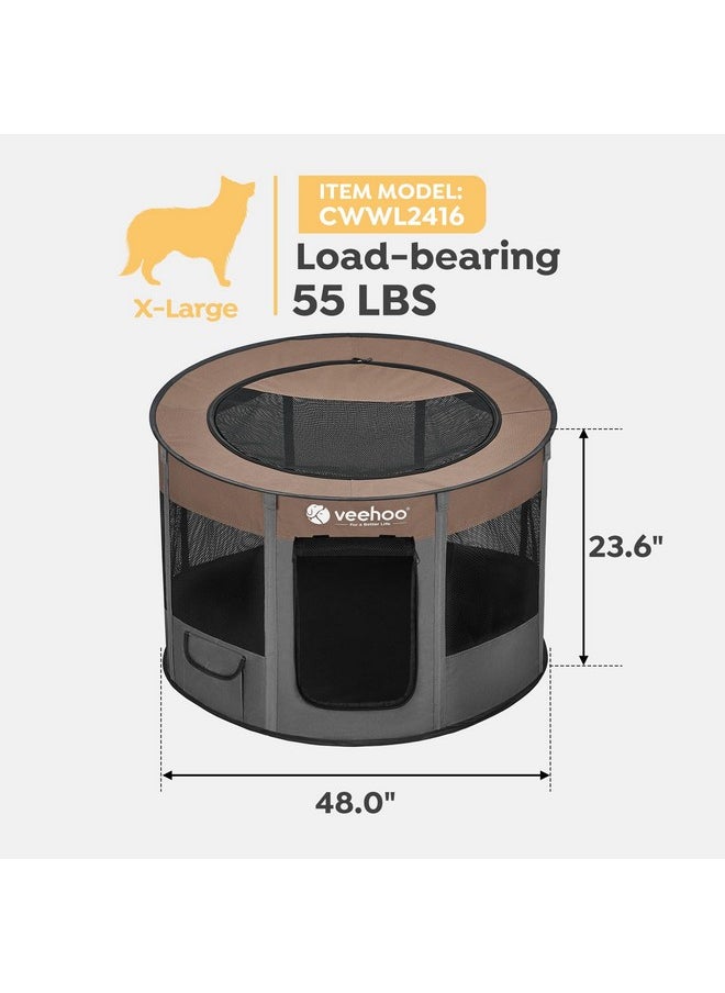 Veehoo Dog Playpen, Foldable Portable Puppy Dog Playpen, Anti-Collapse Pet Dog Play Pen Indoors, Cat Crate Cage Dog Kennel, Dog Playpen Outdoor Tent with Carring Case, CWWL2416CP