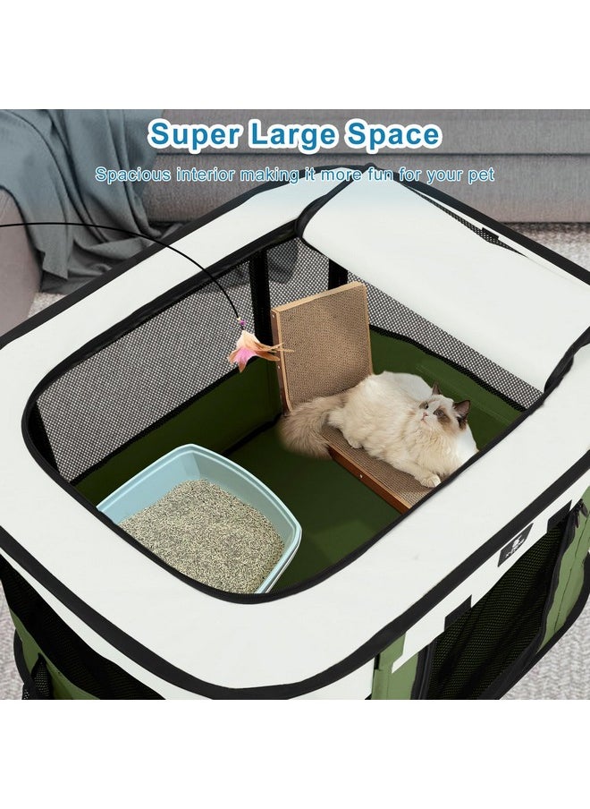X-ZONE PET Dog Playpen, Puppy Cat Play Pen Portable Foldable Indoor/Outdoor Tent Crate Cage, Portable Pet Crate Small Size Green 30''