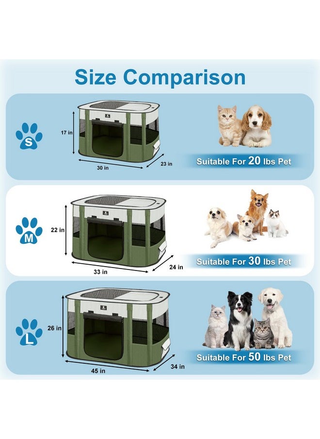 X-ZONE PET Dog Playpen, Puppy Cat Play Pen Portable Foldable Indoor/Outdoor Tent Crate Cage, Portable Pet Crate Small Size Green 30''