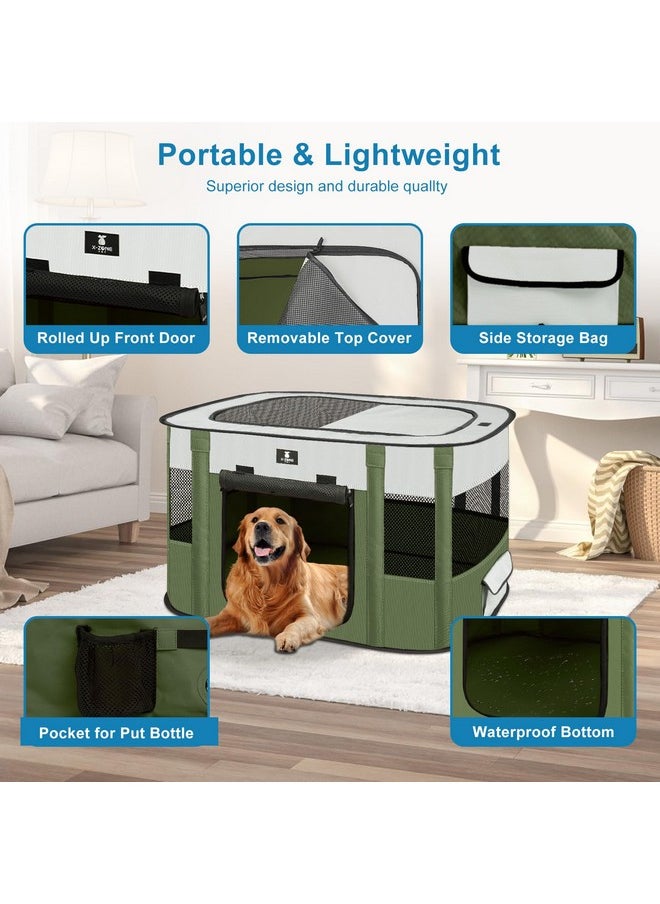 X-ZONE PET Dog Playpen, Puppy Cat Play Pen Portable Foldable Indoor/Outdoor Tent Crate Cage, Portable Pet Crate Small Size Green 30''