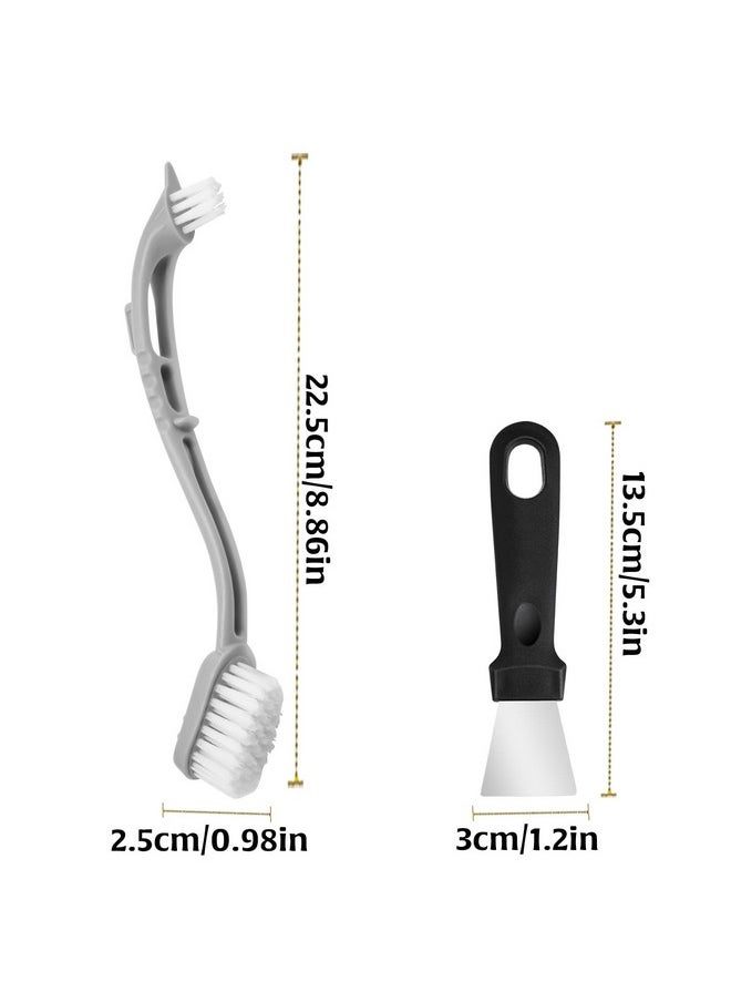 Bird Cage Cleaner with Front and Back Brushes, Cleaning Scraper Long Handle Tool Bird Poop Remover Stainless Steel Tools, Bird Stuff Cleaning Tools Small Animal Cage Cleaner, Bird Cage Accessory