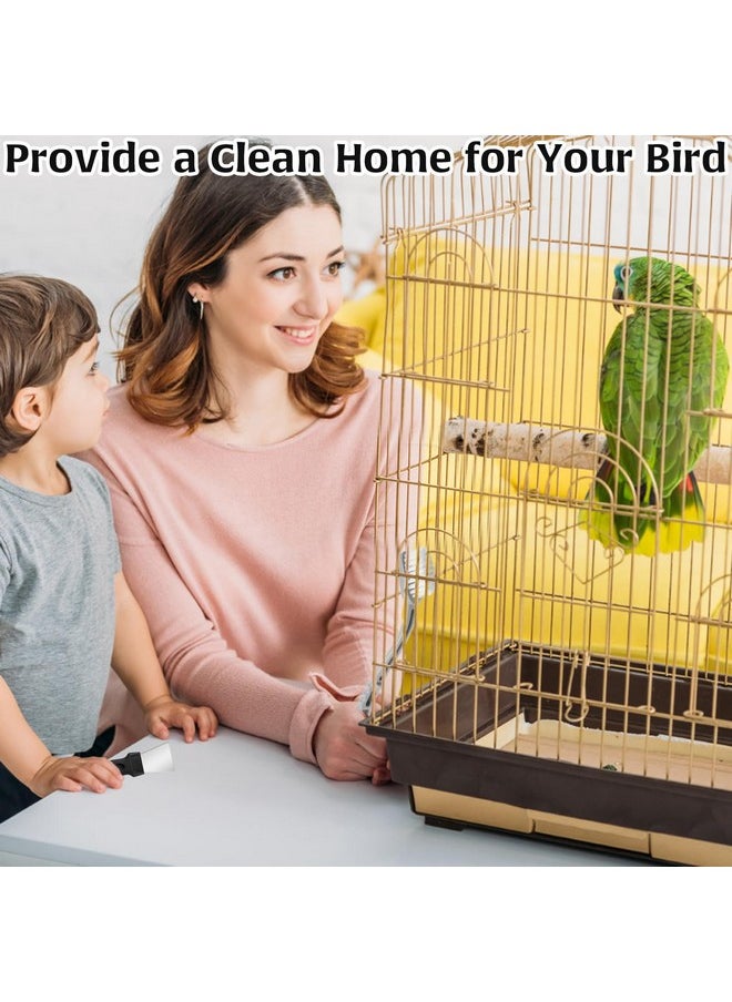 Bird Cage Cleaner with Front and Back Brushes, Cleaning Scraper Long Handle Tool Bird Poop Remover Stainless Steel Tools, Bird Stuff Cleaning Tools Small Animal Cage Cleaner, Bird Cage Accessory
