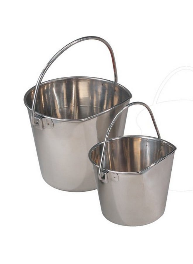 Pro Select Stainless Steel Pet Pail, 1-Quart Size - Heavy Duty Flat Sided Pail Great for Providing Water in Pet Kennels