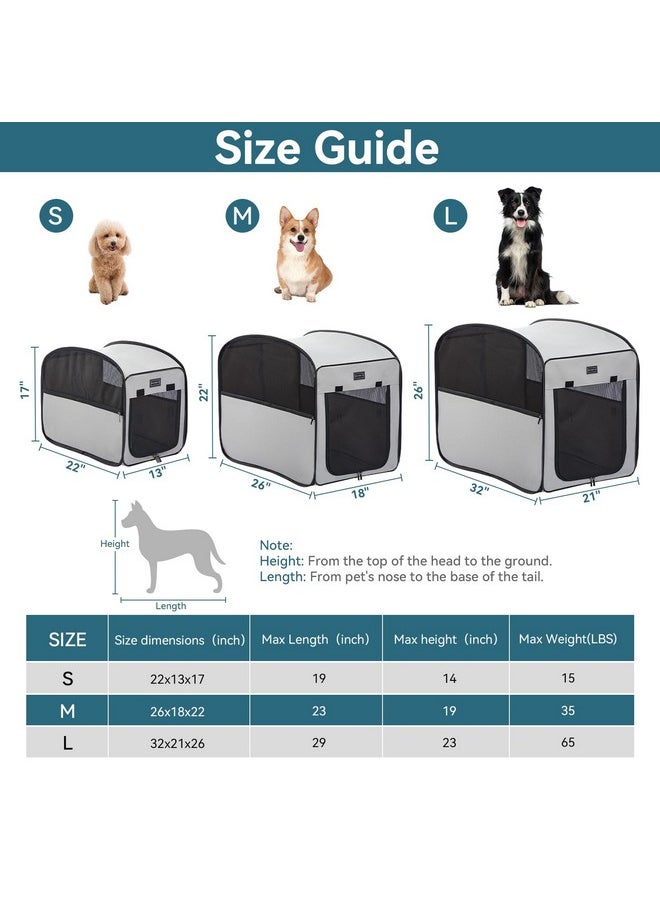 Petsfit Portable Dog Crate，Pop Up Dog Crate for Medium Dogs，Waterproof Pet Cage Dog Kennel for Indoor/Outdoor，Lightweight Dog Carrier for Travelling，Grey