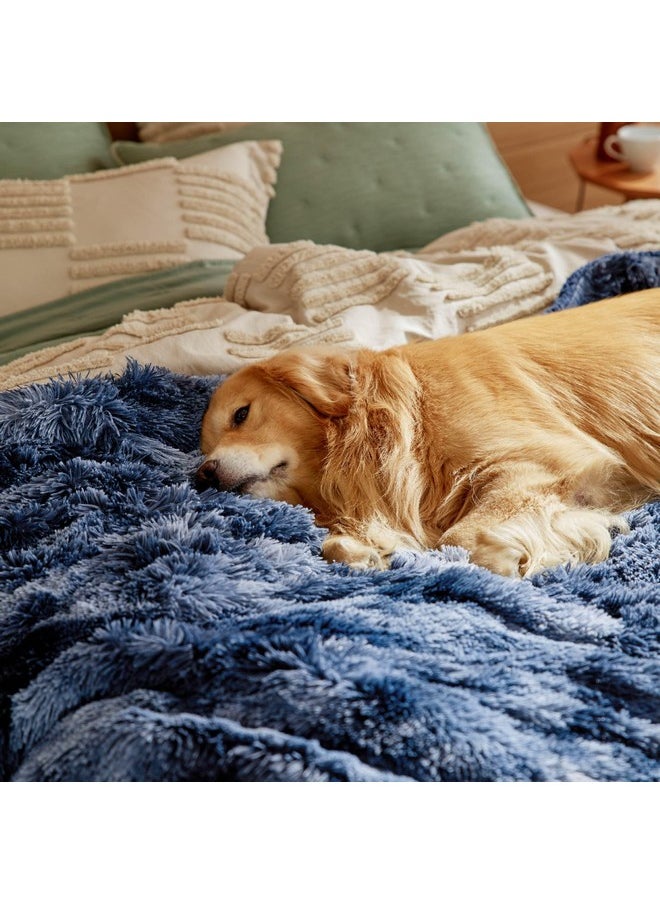Bedsure Waterproof Dog Blankets for Large Dogs - Calming Cat Blanket for Bed Couch Protector Washable, Long Faux Fur Pet Throw Blanket for Puppy, Reversible Furniture Protection, 60