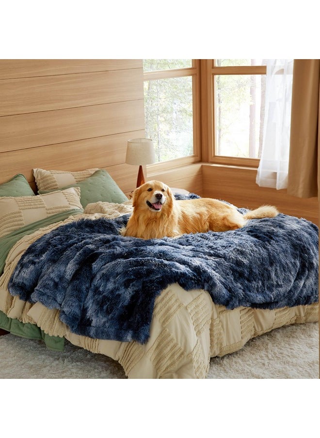 Bedsure Waterproof Dog Blankets for Large Dogs - Calming Cat Blanket for Bed Couch Protector Washable, Long Faux Fur Pet Throw Blanket for Puppy, Reversible Furniture Protection, 60