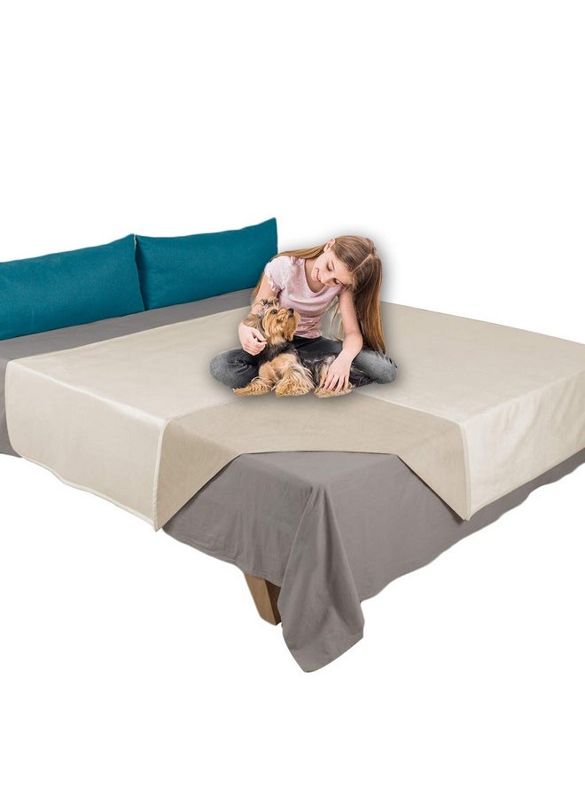 Ameritex Pet Bed Blanket Reversible 100% Waterproof Velvet Super Soft for Sofa and Bed (52x82 Inches, Cream+Beige)