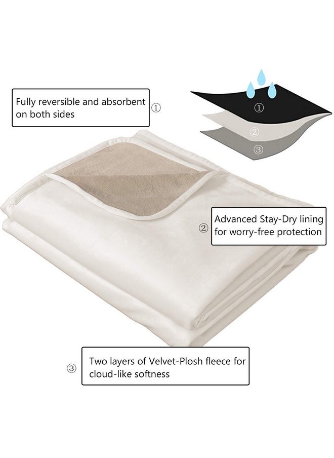 Ameritex Pet Bed Blanket Reversible 100% Waterproof Velvet Super Soft for Sofa and Bed (52x82 Inches, Cream+Beige)