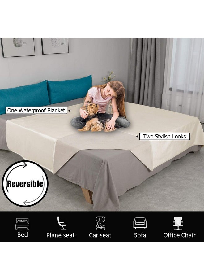 Ameritex Pet Bed Blanket Reversible 100% Waterproof Velvet Super Soft for Sofa and Bed (52x82 Inches, Cream+Beige)