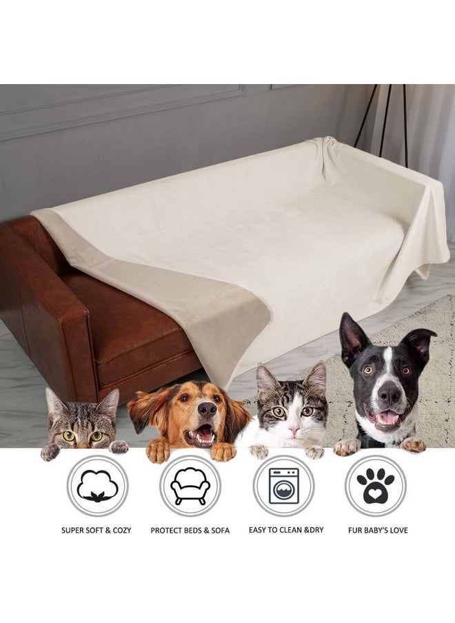 Ameritex Pet Bed Blanket Reversible 100% Waterproof Velvet Super Soft for Sofa and Bed (52x82 Inches, Cream+Beige)