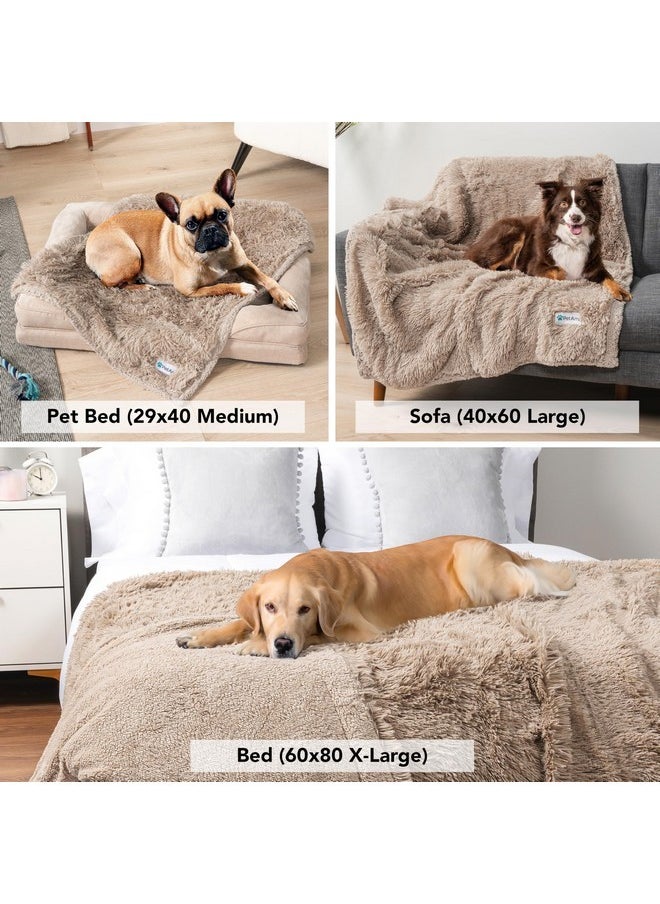 PetAmi Waterproof Dog Blanket for Large Dog, Calming Pet Blanket Bed Couch Cover Protector, Washable Sherpa Faux Fur Throw for Sofa Furniture Protection, Soft Fluffy 60x80 Taupe