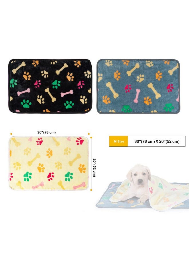 Dono 1 Pack 3 Blankets for Dogs, Soft Fluffy Paw Print Pattern Fleece Pet Blanket Warm Sleep Mat Cute Print Design Puppy Kitten Blanket Doggy Mat for Dog Cat Kitten Doggy and Animals