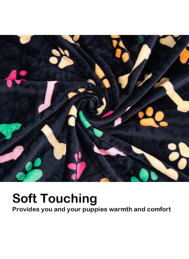 Dono 1 Pack 3 Blankets for Dogs, Soft Fluffy Paw Print Pattern Fleece Pet Blanket Warm Sleep Mat Cute Print Design Puppy Kitten Blanket Doggy Mat for Dog Cat Kitten Doggy and Animals