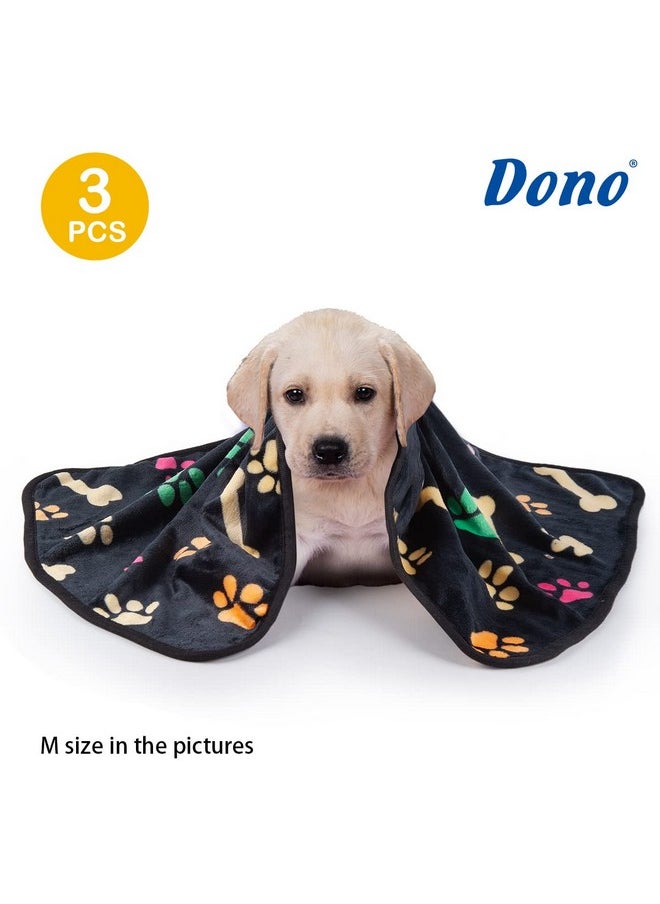 Dono 1 Pack 3 Blankets for Dogs, Soft Fluffy Paw Print Pattern Fleece Pet Blanket Warm Sleep Mat Cute Print Design Puppy Kitten Blanket Doggy Mat for Dog Cat Kitten Doggy and Animals