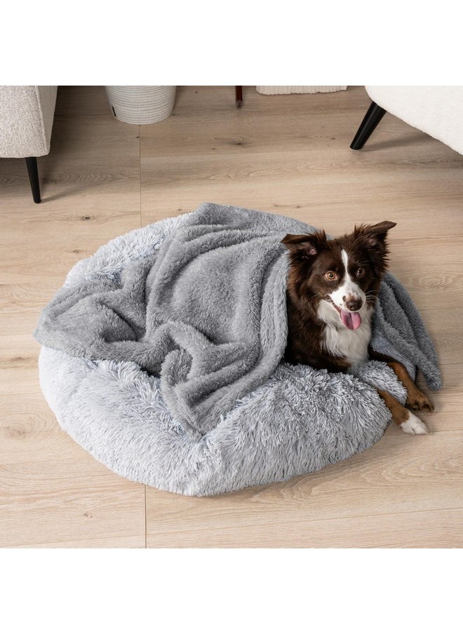 PetAmi Fluffy Waterproof Dog Blanket for Small Medium Dogs, Soft Warm Pet Sherpa Throw Pee Proof Couch Cover, Reversible Cat Puppy Bed Blanket Sofa Protector, Plush Washable Pad (Light Grey, 24x32)