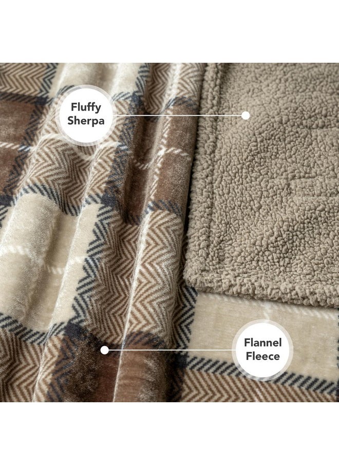 PetAmi Dog Blanket for Medium Large Dogs, Pet Bed Blanket Cat Puppy Kitten, Fleece Furniture Couch Cover Protector Sofa Car, Soft Sherpa Dog Throw Plush Reversible Washable, 40x60 Plaid Taupe