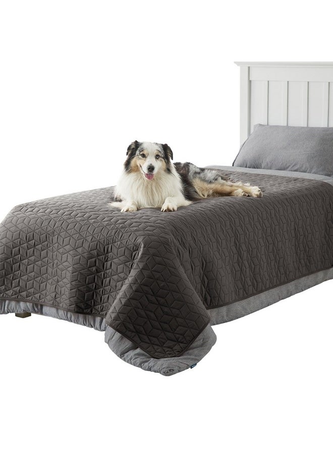 Bedsure 100% Waterproof Bed Cover for Dogs Washable - Non Slip Waterproof Dog Blanket for Bed, Lightweight Furniture Protector Durable for Pet Puppy with Non-Slip Bottom, Dark Grey, 68x82IN