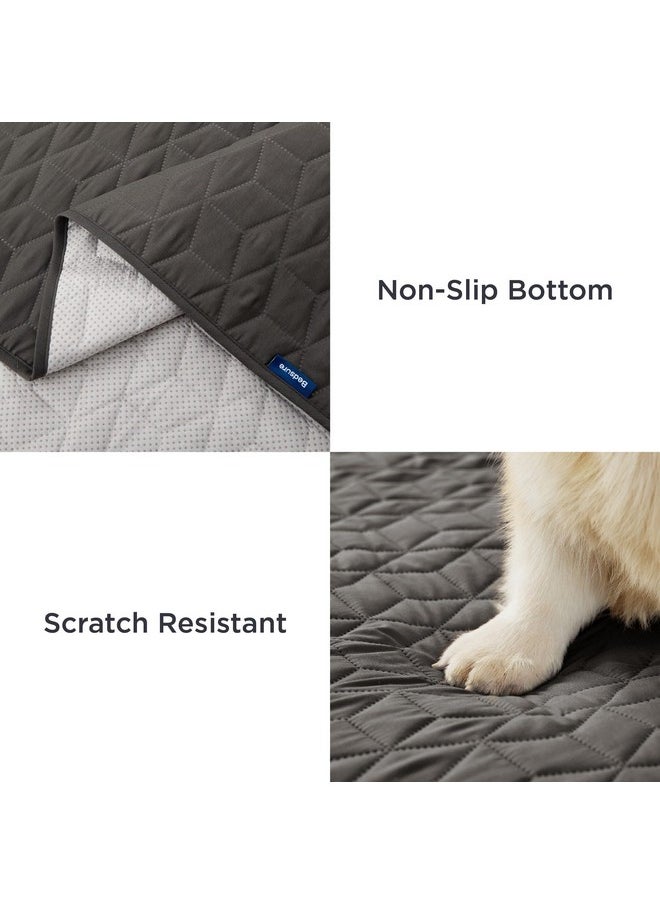 Bedsure 100% Waterproof Bed Cover for Dogs Washable - Non Slip Waterproof Dog Blanket for Bed, Lightweight Furniture Protector Durable for Pet Puppy with Non-Slip Bottom, Dark Grey, 68x82IN