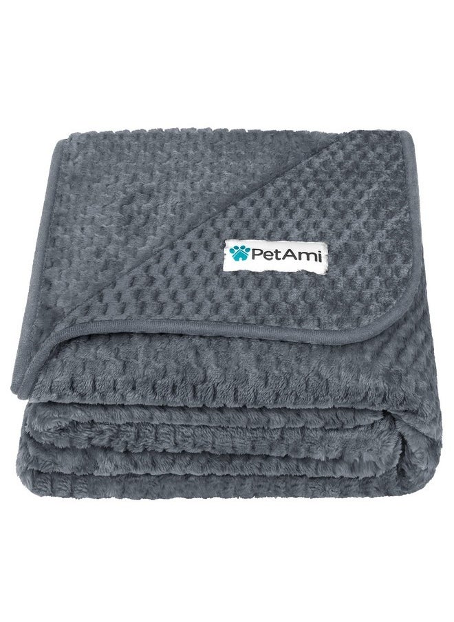 PetAmi Waterproof Dog Blanket, Leakproof XL Pet Blanket for Large Dogs, Furniture Sofa Couch Cover Protector, Fleece Cat Throw for Bed Crate Kennel, Reversible Washable Soft Plush, Twin 60x80 Gray
