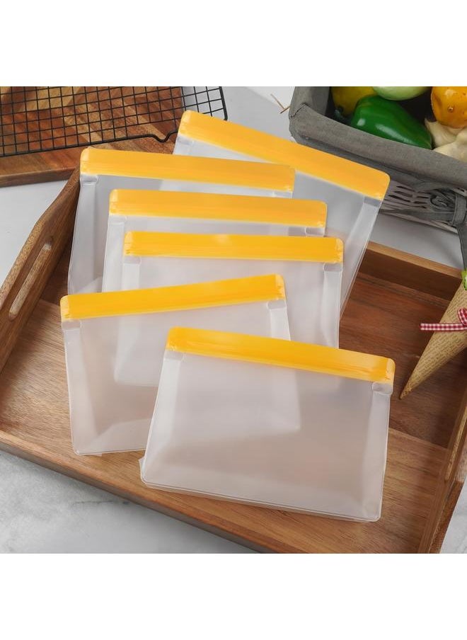 6 Pack BPA FREE Reusable Sandwich Bags, Reusable Storage Bags Stand Up, Reusable Freezer Bags for Meat Fruit Cereal Snacks