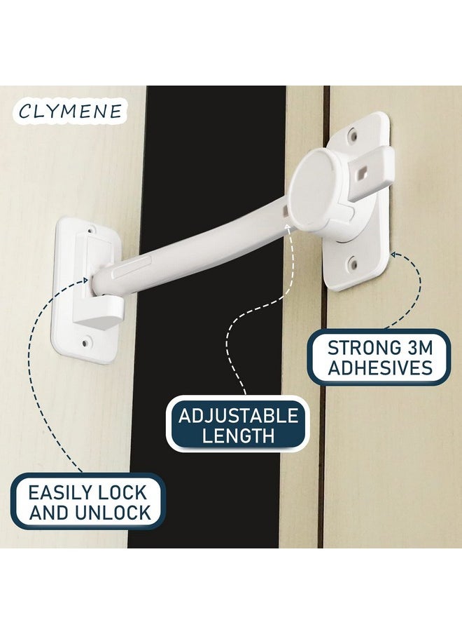 CLYMENE Cat Door Latch & Stopper, Adjustable Child Proof Door Lock and Pinch Guard, Let's Cats in and Keeps Dogs Out of Litter & Food, No Need for Pet Gates or Interior Cat Door (White)