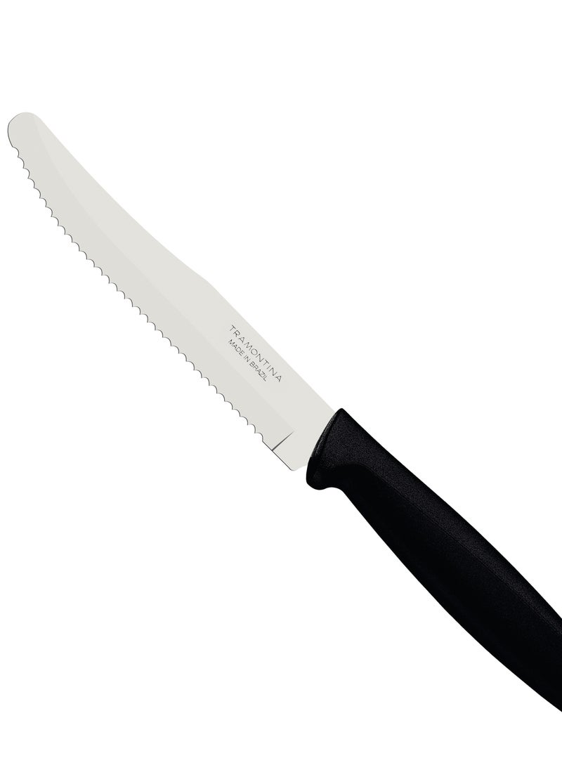 Since 1911,Made in Brazil- Plenus 6 Pieces Fruit Knife Set with Stainless Steel Blades and Black Polypropylene Handles