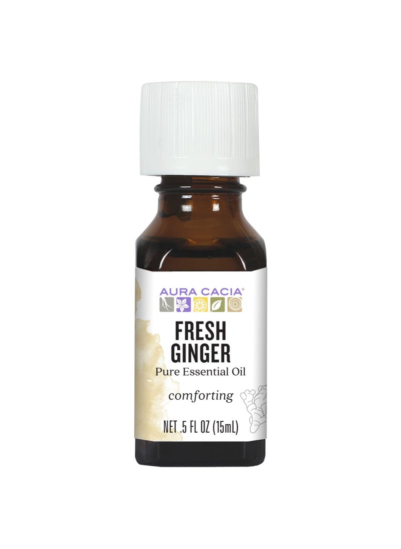 Aura Cacia Fresh Ginger Essential Oil, GC/MS Tested For Purity, 15ml (0.5 fl. oz.)