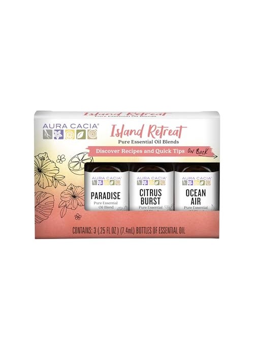 Aura Cacia Island Retreat Essential Oil Kit - Light Aroma, No Synthetic Fragrances