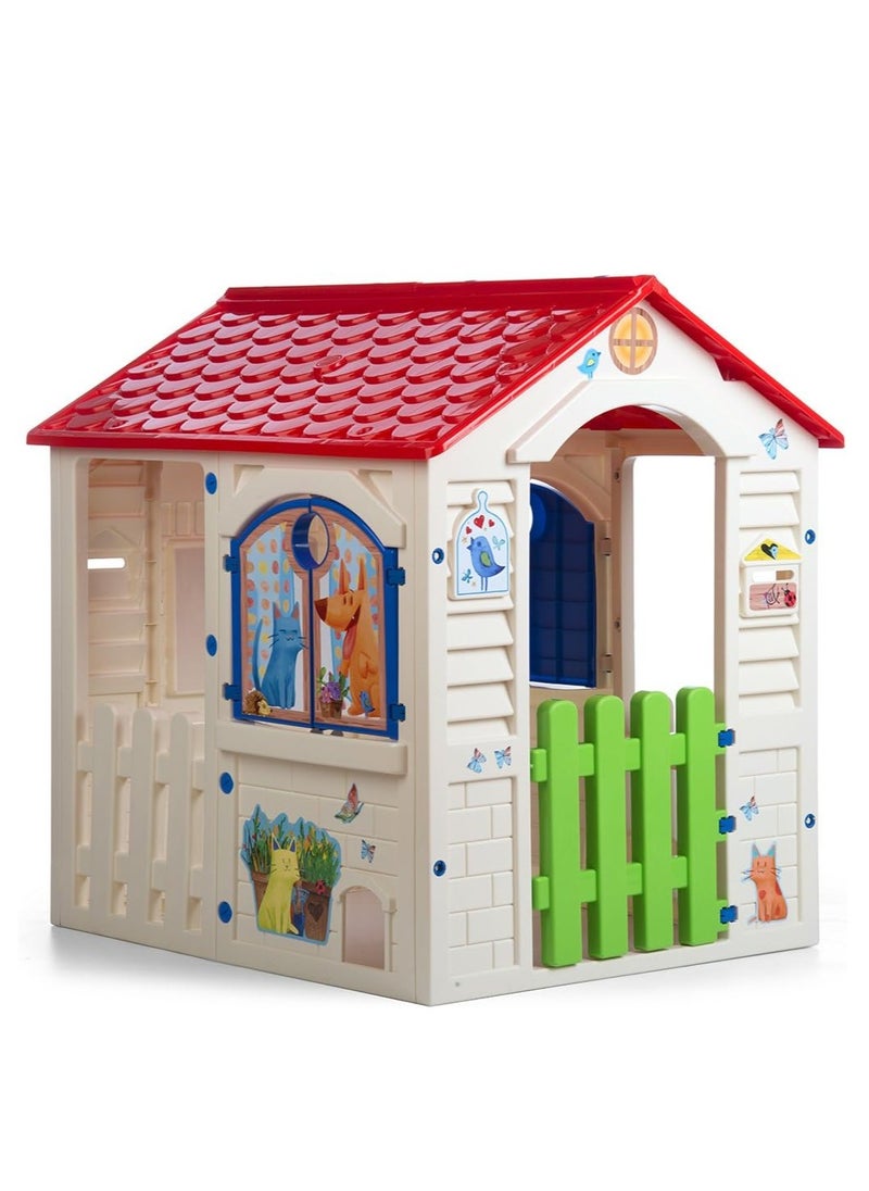 Country Cottage | Outdoor and Indoor Children's Playhouse. Made of strong and durable plastic. Measurements 84 x 103 x 104 cm. From 24 months