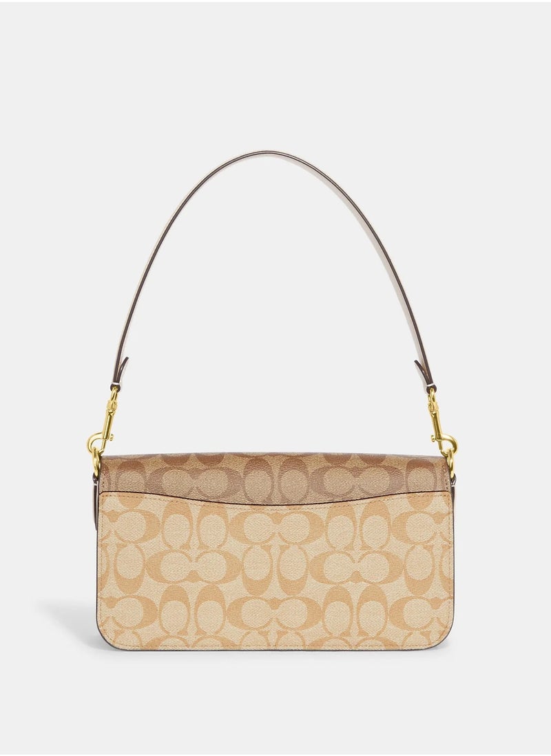 morgan shoulder bag in blocked signature canvas