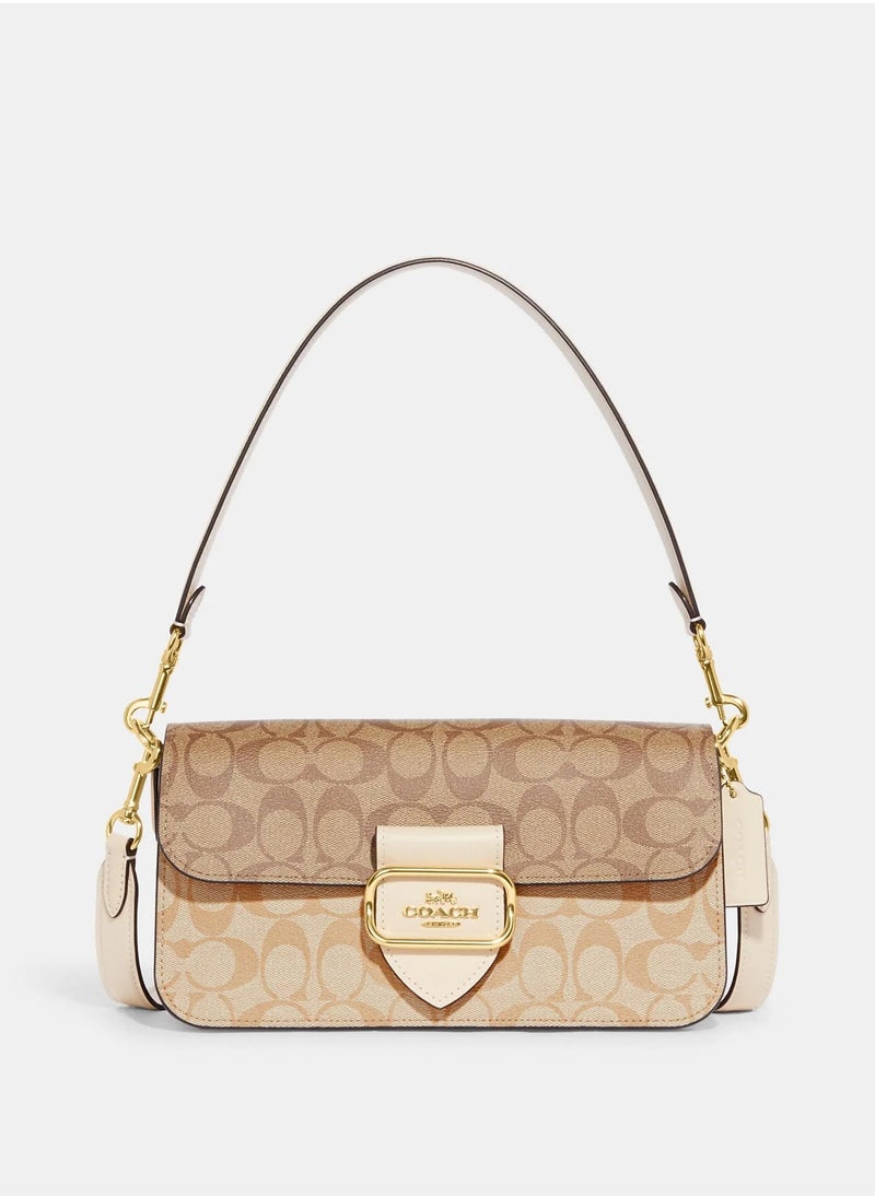 morgan shoulder bag in blocked signature canvas